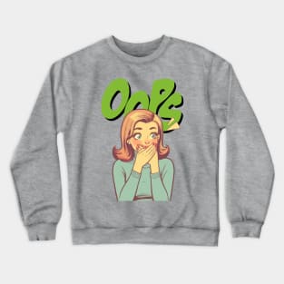 woman covers her mouth Crewneck Sweatshirt